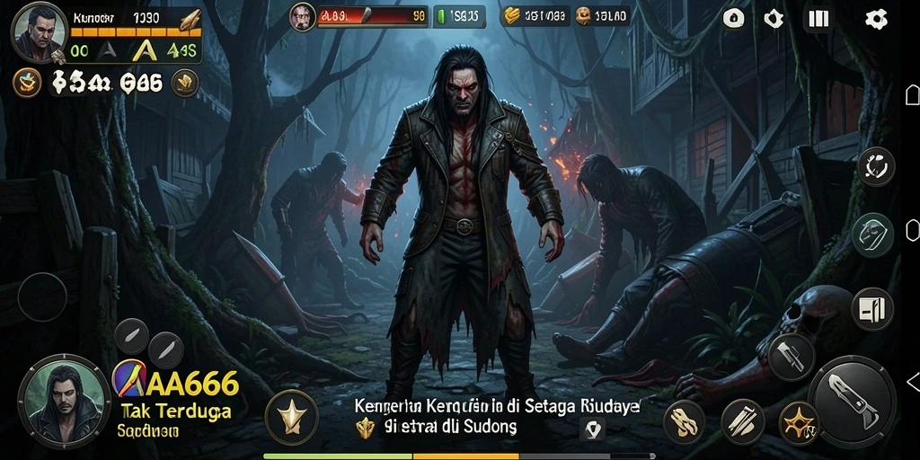 Screenshot gameplay menegangkan di AA666 dengan suasana Horror.