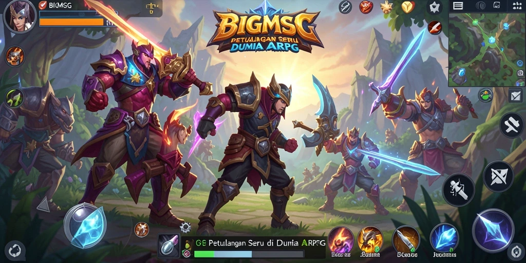 Tangkapan layar menampilkan pertarungan seru dalam BIGMSG ARPG.