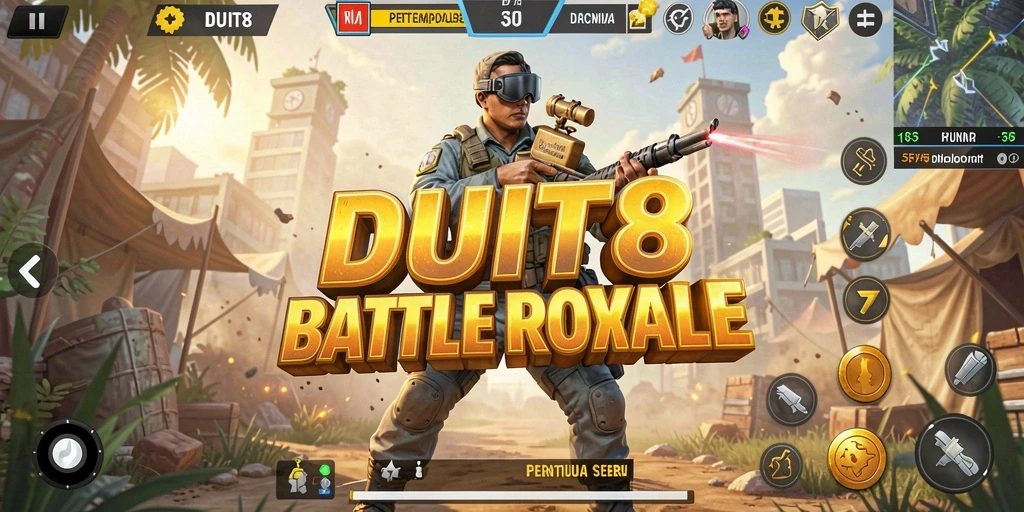Gameplay seru dan mendebarkan di DUIT8 Battle Royale.