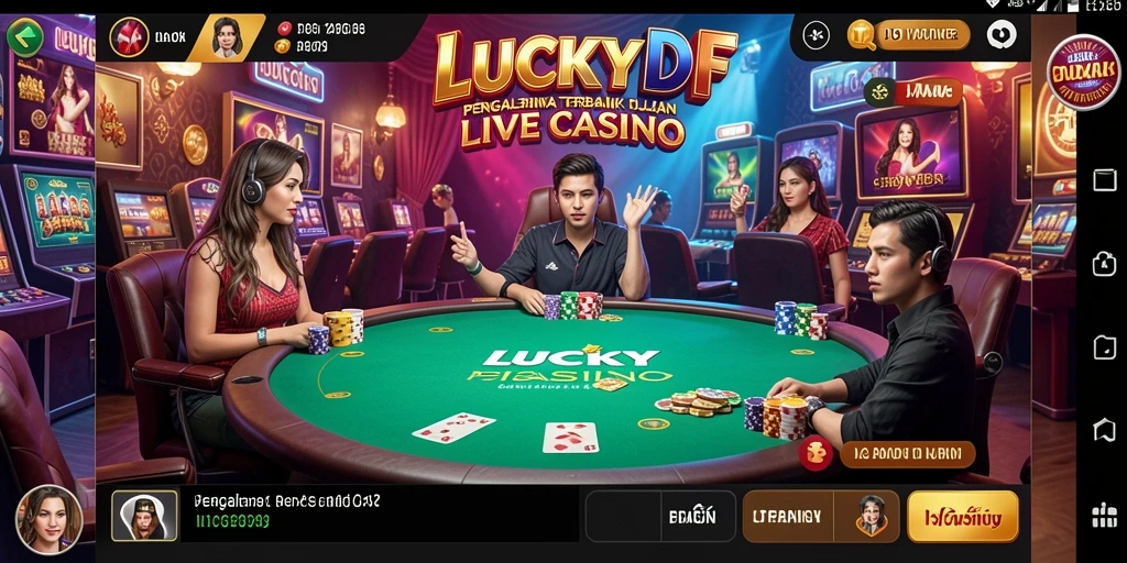 Screenshot bermain live casino di LUCKYDF yang menampilkan dealer profesional.