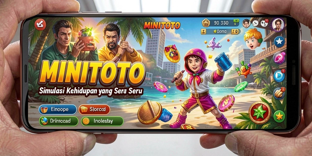 Screenshot gameplay MINITOTO yang menunjukkan dunia simulasi yang dinamis.