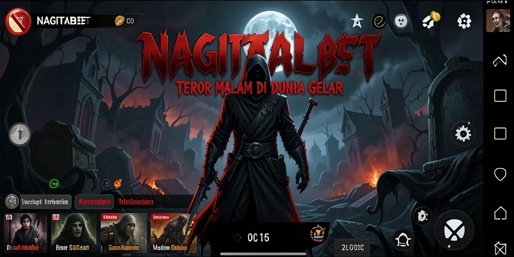 Tangkapan layar gameplay NAGITABET menampilkan suasana seram dan mendebarkan.