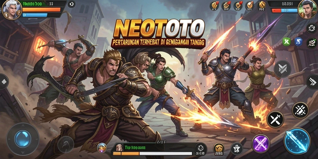 Gameplay NEOTOTO yang intens dan penuh strategi dalam pertarungan.