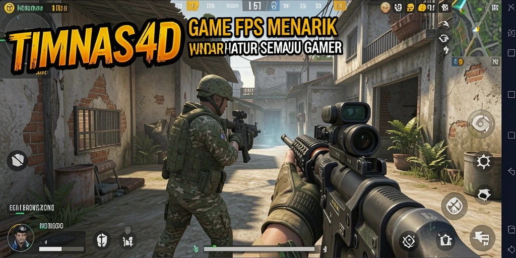 Tangkapan layar gameplay TIMNAS4D menampilkan aksi tembak-menembak yang seru.