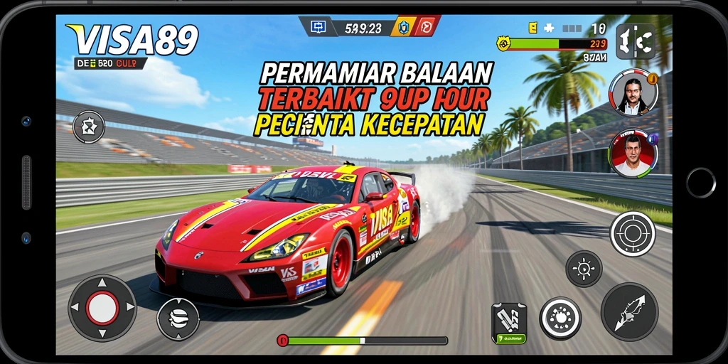 Screenshot utama <strong>VISA89</strong> menunjukkan aksi balapan seru yang mendebarkan.
