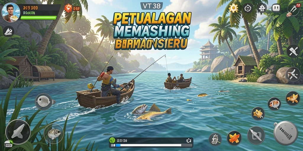 Tampilan menarik gameplay memancing di VT38 dengan berbagai teknik dan lokasi.